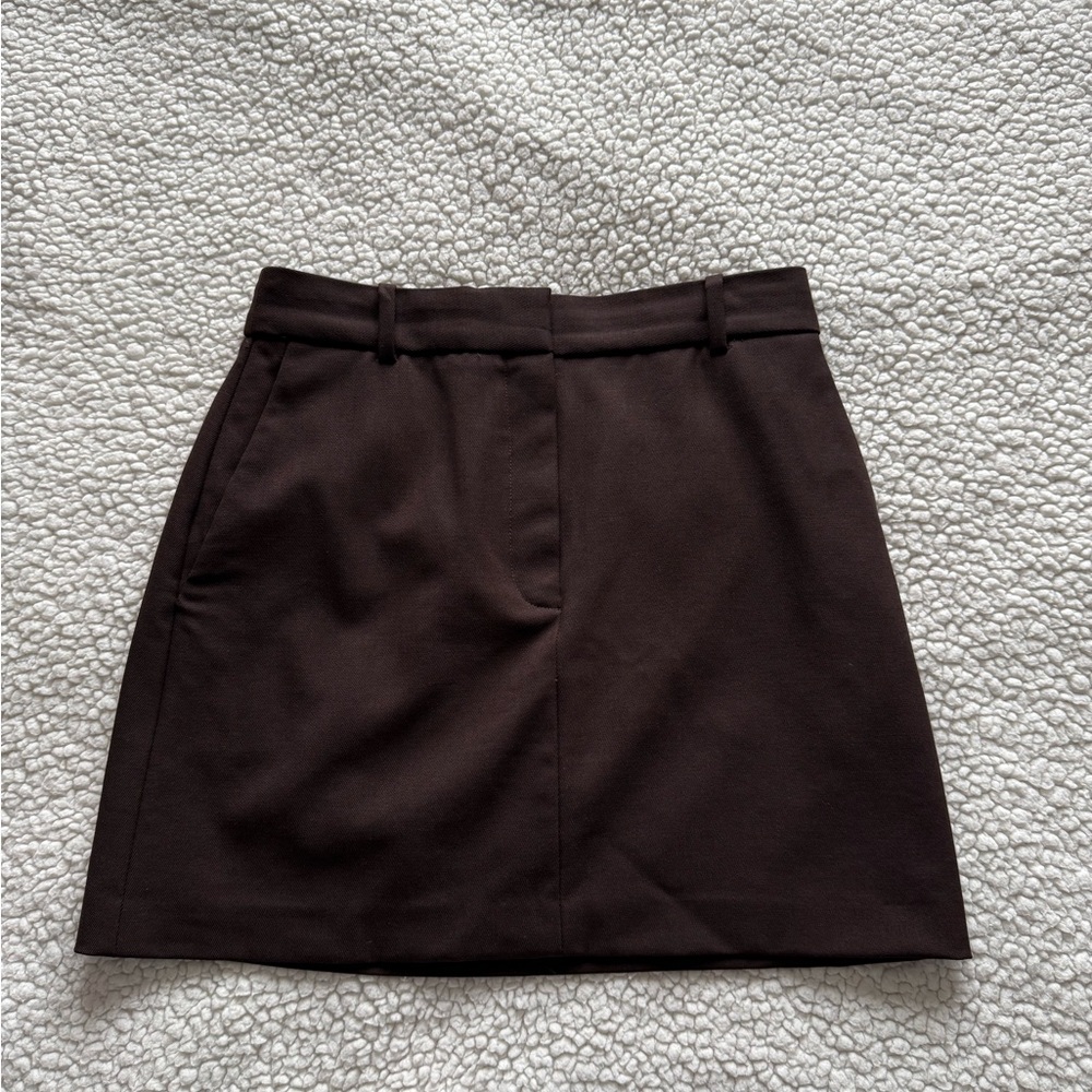 Babaton Brown Chisel Mini Skirt